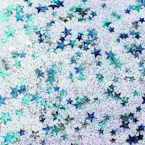 Colle à paillettes confettis étoiles bleu/argen...