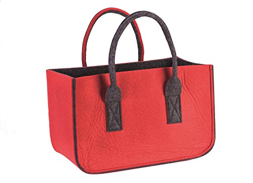 Sac en feutre rouge/gris foncé bicolore 24 x 38...