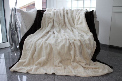 Auro Couverture/plaid en vison synthétique de qualité 200 x 150 cm ivoire 4014363166651 (4014363166651)