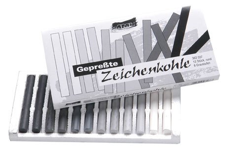 Fusain. gris lot de 12 craies