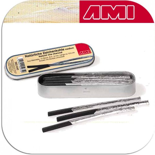 12 Fusains en bois de vigne - Ø 5 - 6 mm