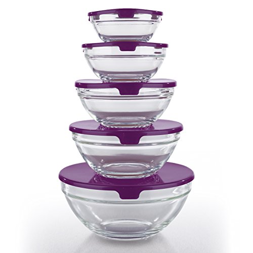 Gourmet Maxx Bols de rangement en verre 10 pièc...