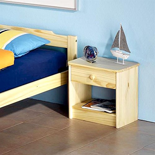 Table de chevet en pin MORITZ vernis naturel