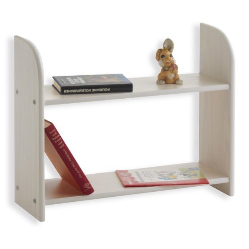 Etagère murale 2 tablettes en pin teinté blanc