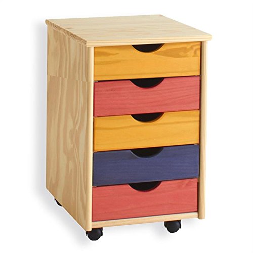 IDIMEX Caisson de bureau sur roulettes LAGOS, 5 tiroirs, lasuré multicolore code EAN 4016787121216 