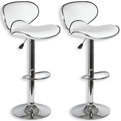 Lot de 2 tabourets de bar LOUNGE simili cuir blanc