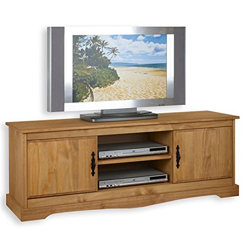 Meuble banc TV vintage SANTIAGO pin massif fini...