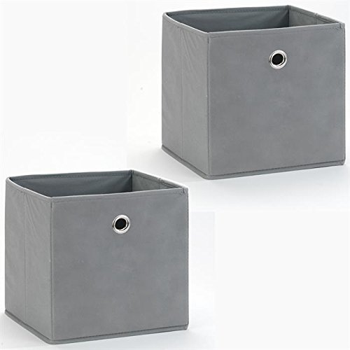 Lot de 2 tiroirs en tissu ELA gris