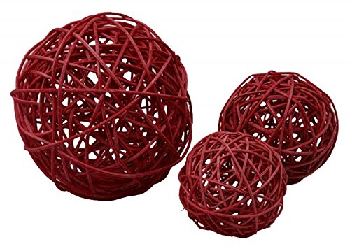 Boule rotin Ø 5 cm 12 pièces Rouge