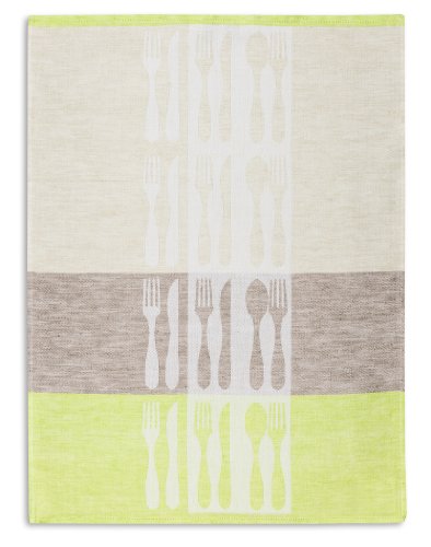 Torchon métis Jacquard, lin&coton, TRIOLINO®, c...