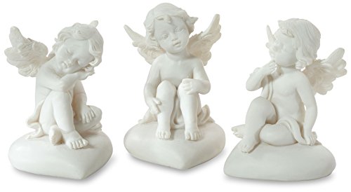 10603 lot de 3 figurines en résine ange assis s...