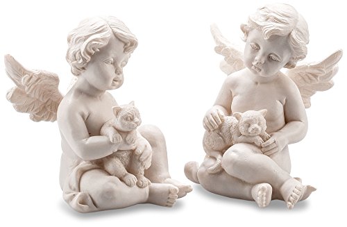 10609 figurines anges avec chat en résine, haut...