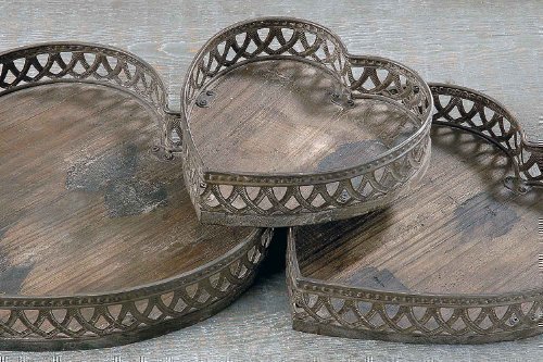 plateau bois & métal AURA en forme de coeur, 25...