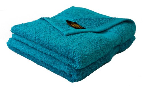 Lot de 2 serviettes de toilette turquoises, 50x...
