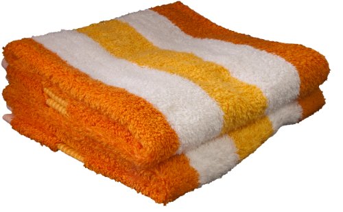 Lot de 2 serviettes de toilette à rayures orang...
