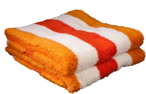 Lot de 2 serviettes de toilette à rayures orang...