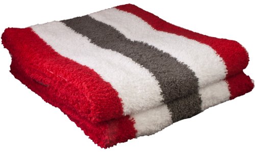 Lot de 2 serviettes de toilette à rayures anthr...