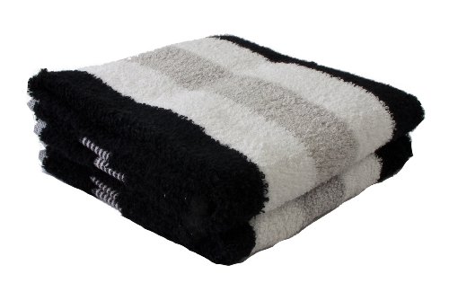 Lot de 2 serviettes de toilette à rayures noire...