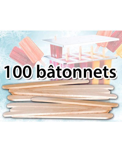 100 bâtonnets en bois pour moule à glace