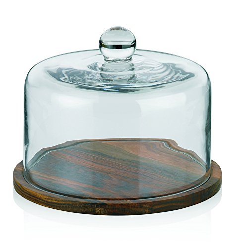 Kaila cloche à fromage en verre/bois d'acacia s...