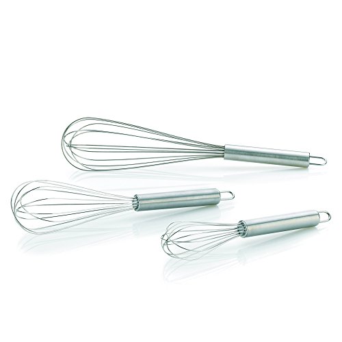 17908 lot de 3 fouets pâtissiers, inox mat, 20/...