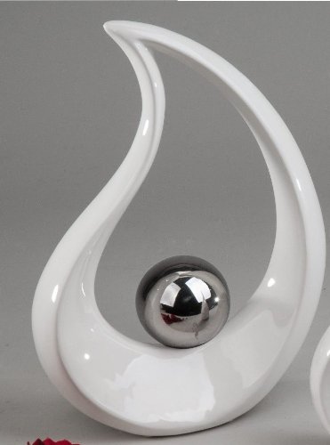 Belle sculpture en céramique blanc / argent Hau...