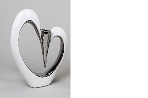 Vase décoratif Cœur Cœur Vase en grès, blanc/ar...