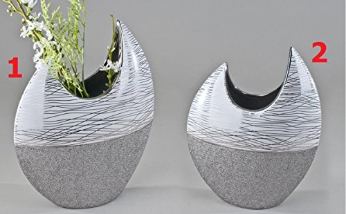 Vase plat 21 cm blanc argent