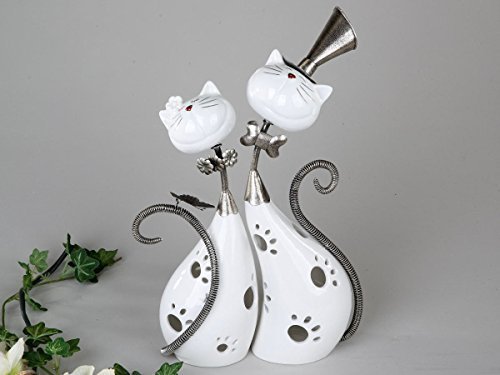 Photophore (chats, 2 pièces-jeu de 37 cm (blanc...