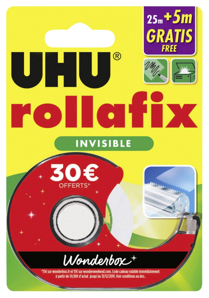 Dévidoir de ruban adhésif invisible 25 m + 5 m ...