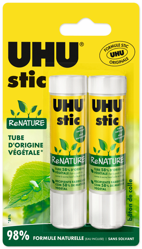 2 BÂTONS DE COLLE BLANCHE "RENATURE" 21G UHU 4026700377750 UHU 2 BÂTONS DE COLLE BLANCHE "RENATURE" 21G UHU 4026700377750 UHU