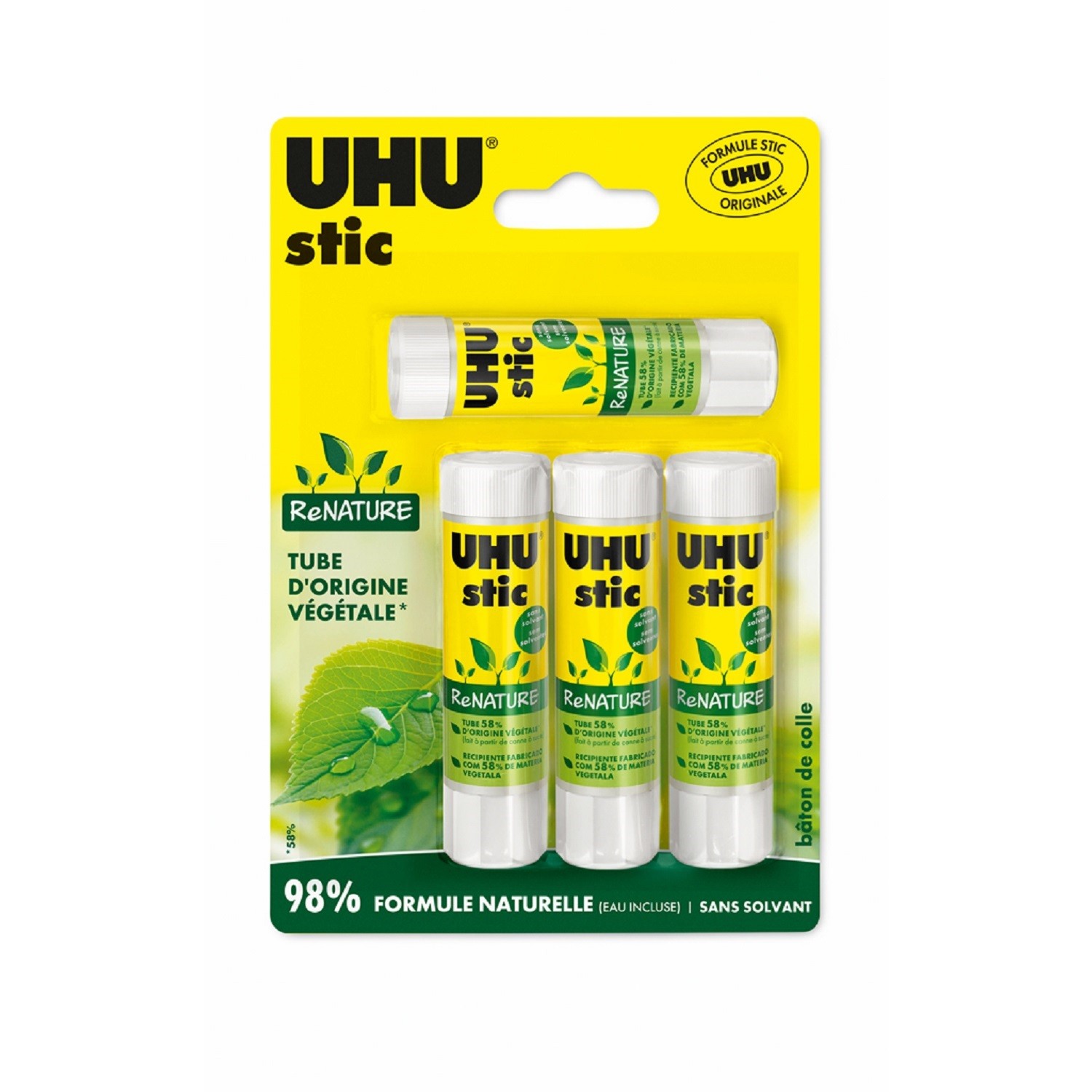 Bâton de colle blanche renature x4 UHU