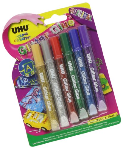 Blister de 6 x10 ml colle scintillante glitter ...