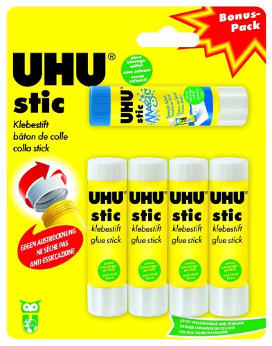 UHU Uhu 45275 Lot de 5 bâtons de colle avec 4 bâtons Stic et 1 bâton Magic Stic 8,2 g (Import Allemagne) code EAN 4026700452754 
