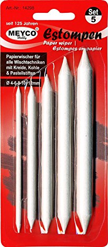 Lot de 5 estompes pour dessin diamètres : 4, 6,...