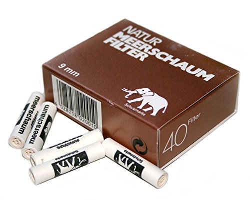MEERSCHAUM 9mm Natur MEERSCHAUM pipe FILTERS made in Germany - 1 box 40 filters code EAN 4028258020010 