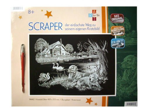 Artlife Art For Life - Kit Scraper carte à gratter - Chiens au bord de la rivière - 40 x 25,5 cm 4029059107931 (4029059107931)