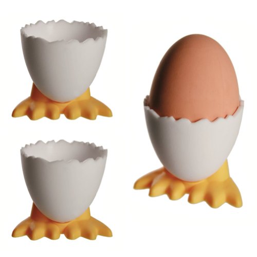 LCDG Lot de 3 coquetiers avec pattes de canard - Coquetier coquille rigolo poussin code EAN 4029811310821 