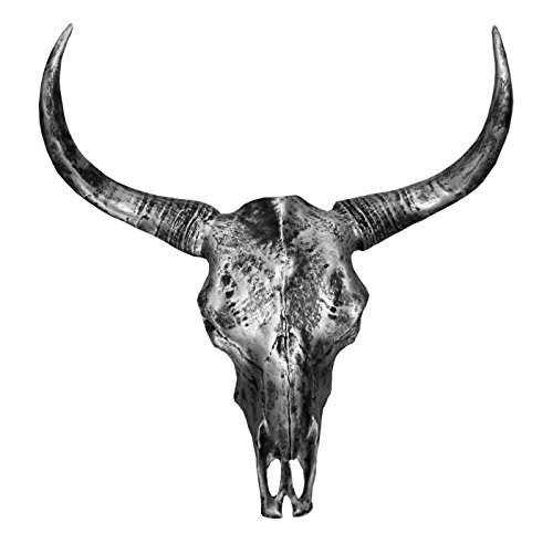 colourliving Colourliving Figurine crâne de buffle XXL, crâne de bison, décoration murale en argent, bison, buffle code EAN 4031306711624 