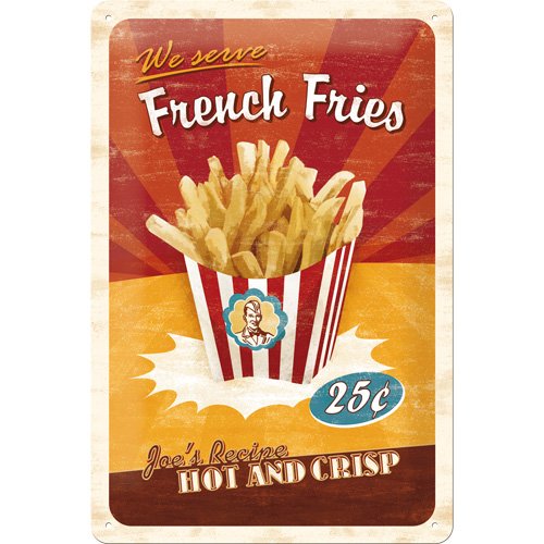 22165 plaque en tôle motif frites/états-unis 20...