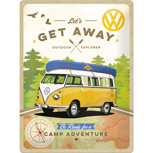 Nostalgic-Art 23208 volkswagen, plaque de tôle motif vw bulli – let's get away! 30 x 40 cm code EAN 4036113232089 