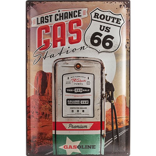 24002 plaque en métal « dernière station-servic...