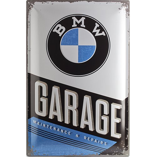 24003 plaque en tôle avec inscription bmw garag...