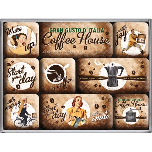 Nostalgic Art Coffe House Ensemble de 9 magnets...