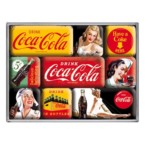 Boite de 9 mini-magnets Coca-Cola