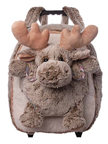 Inware 6788 - 3in1 petit trolley élan, beige/crème, pour les enfants, beige, sac à roulettes, peluche élan code EAN 4038904067887 