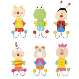 21211 - set de 6 patères, sujet: animaux