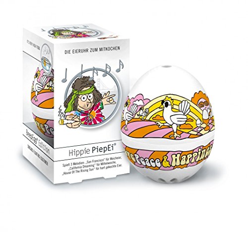 PiepEi Brainstream Piepei Hippie, Minuteur en Forme d'Œuf, Motif Hippie, 3 Mélodies, A003566 4039457035668 (4039457035668)
