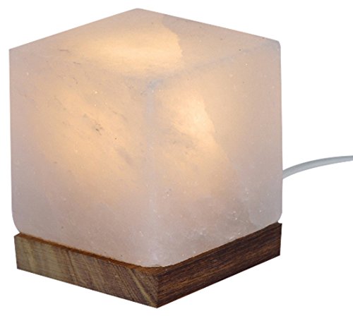 Lampe cube en cristal de sel blanc