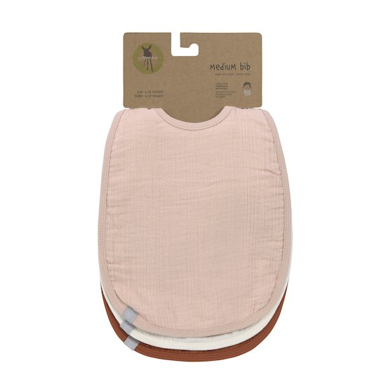 Lässig 3 bavoirs mousseline médium à nouer Vieux rose  code EAN 4042183427676 